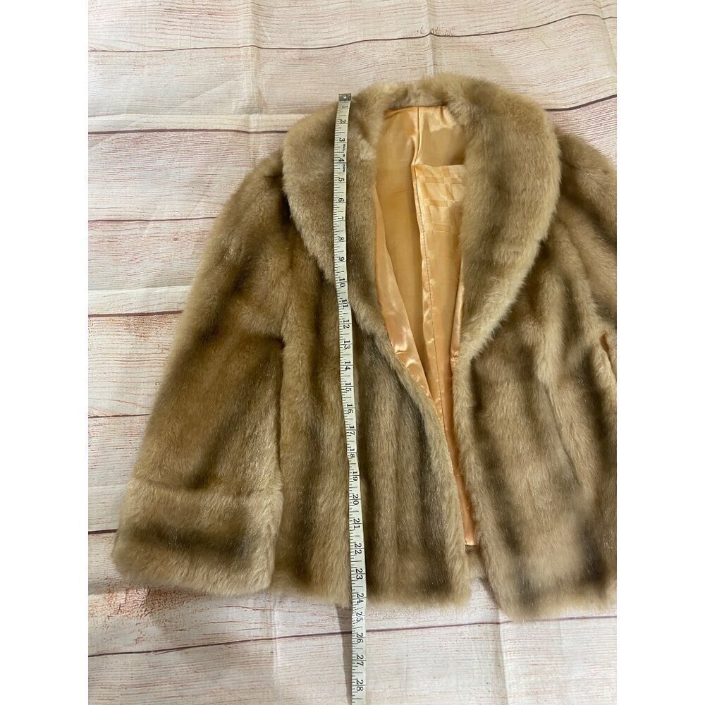 Vintage Montgomery Ward Faux Fur Union Made Coat Shawl - M/Large - Picture 8 of 14